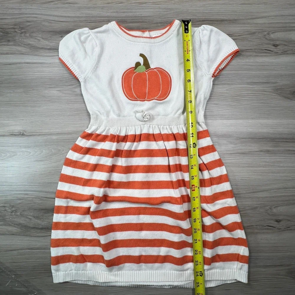 Gymoboree Girls Pumpkin Dress‎ Size 7 Orange Striped Fall Harvest cottagecore